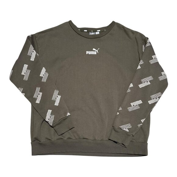 Puma Full Sleeve Printed Olive‎ Green Crewneck Sweatshirt Adult Small - Picture 1 of 5